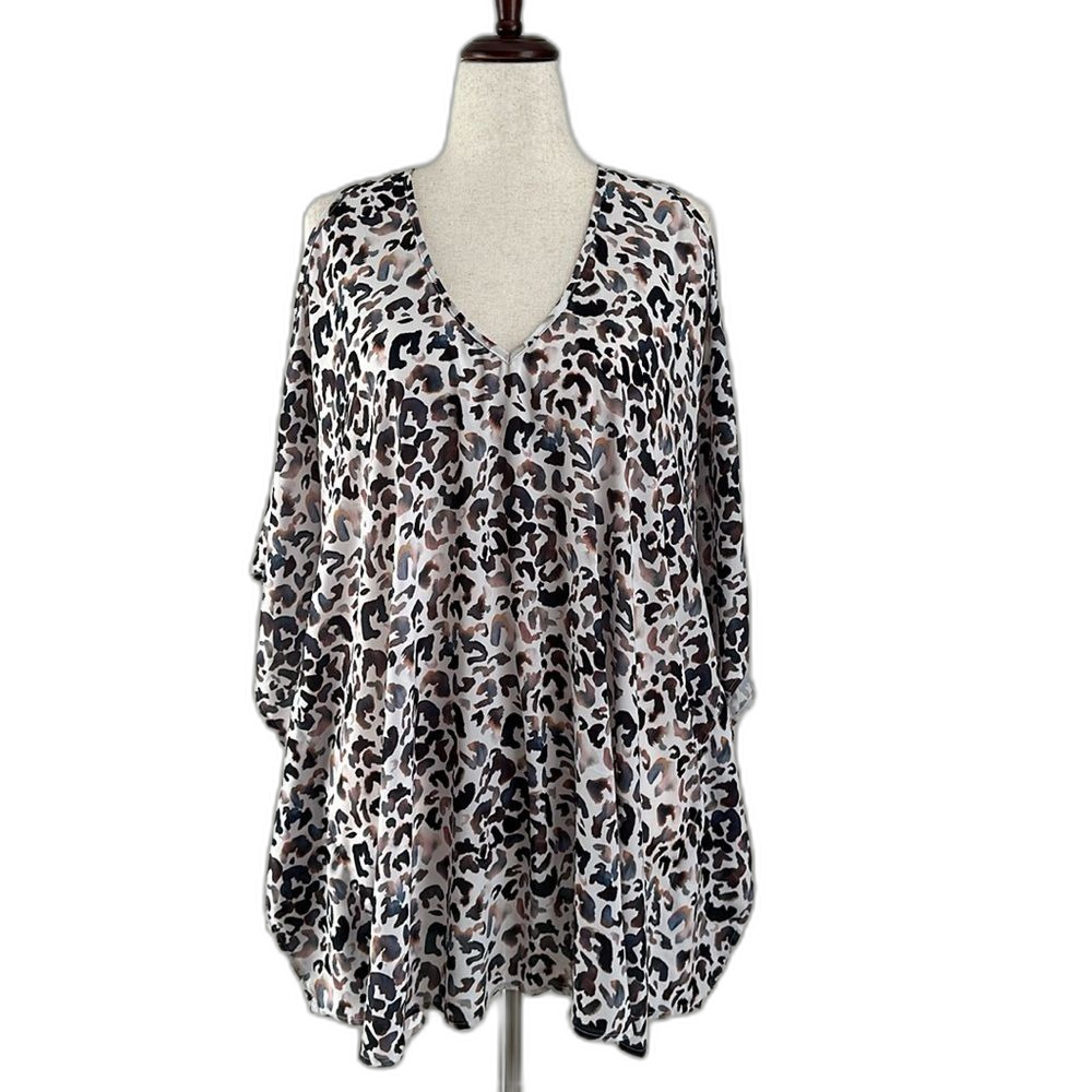 Show Me Your Mumu Cold Shoulder Caftan Top Cheetah Print Size M